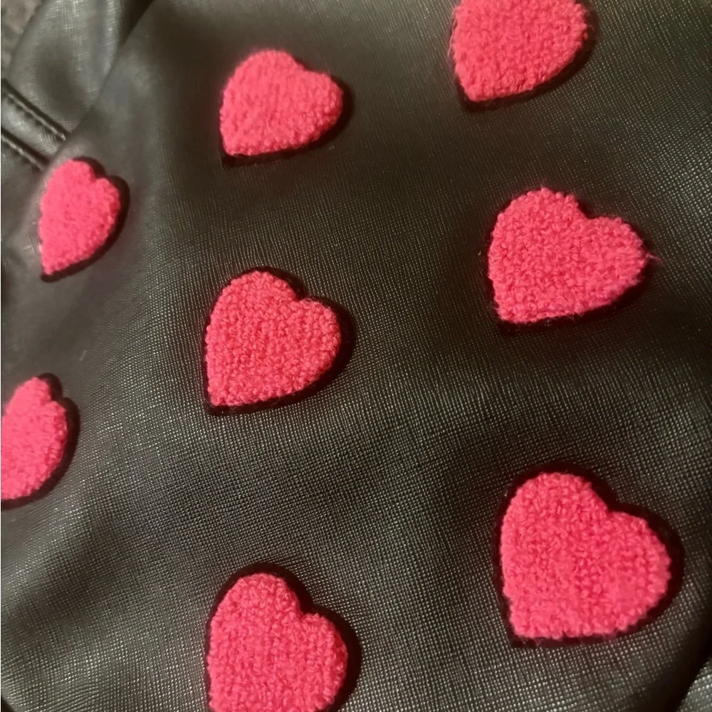 Betsey Johnson Heart Backpack Hot Pink Patches Black